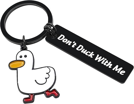 CAOXIANAnatra Portachiavi Don’t Duck with Me Anatra tema portachiavi regalo per gli amanti anatra papà fidanzato amici compleanno regali di Natale per animali domestici Anatra proprietario gioielli