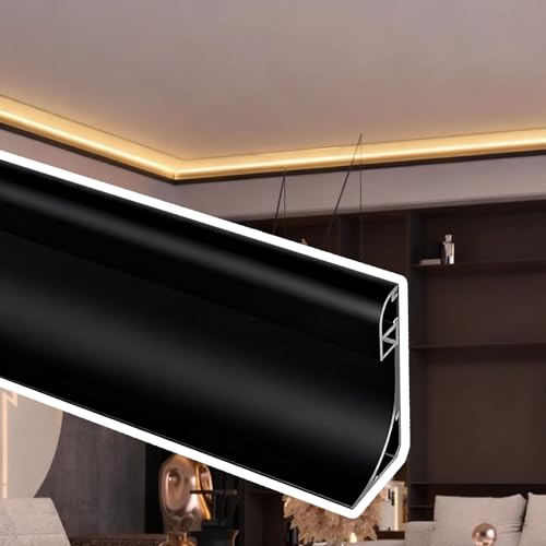 Moldura de aluminio negro LED 1,2m para iluminación indirecta elegante en techos