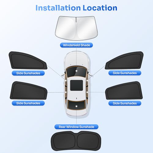 Image of Canvcle Window Shades for Honda HRV 2016-2022 HR-V Accessories Windshield Sun Shade Side Rear Window Cover Sunshade Sun Visor Shield Privacy Protection for Camping Keep Vehicle Cool Black 6PCS