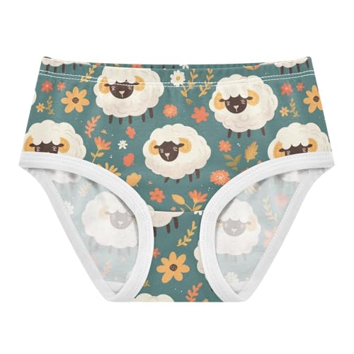 Wusikd Cute Sheep Girls' Underwear Cotton Flowers Leaves Girls Briefs Soft Toddler Underwear 2T