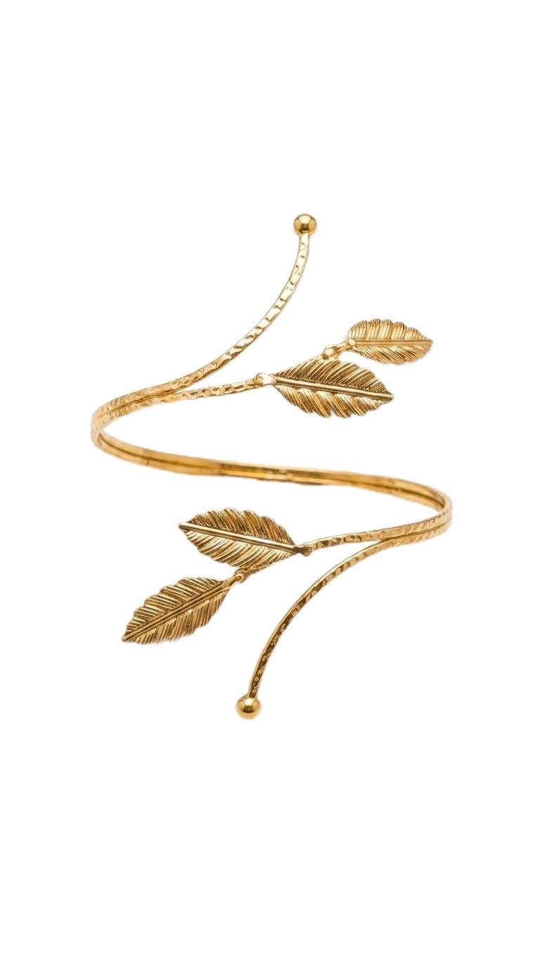 Gold-Plated Leaf Design Adjustable Arm Cuff Bracelet for Women & Girls | Boho Upper Arm Band | Lightweight Fashion Armlet | Ethnic & indowestern wear-image-36