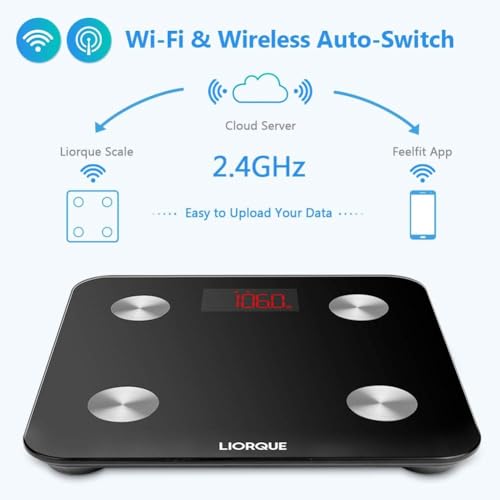 LIORQUE Báscula Grasa Corporal Wifi, Báscula de Baño Digital con APP Báscula Inteligente con 14 Medidas de Composición Corporal, Compatible con Móviles Andriod y iOS - Imagen 3