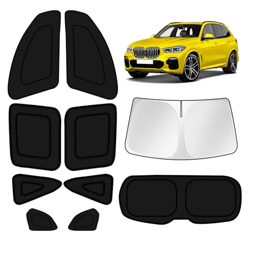 Image of KUST Car Window Shades for BMW X5 2019-2025 Windshield Sun Shade Side Window Cover UV Block Privacy Protection Accessories for Camping Blackout Rear Back Full Set 10PCS