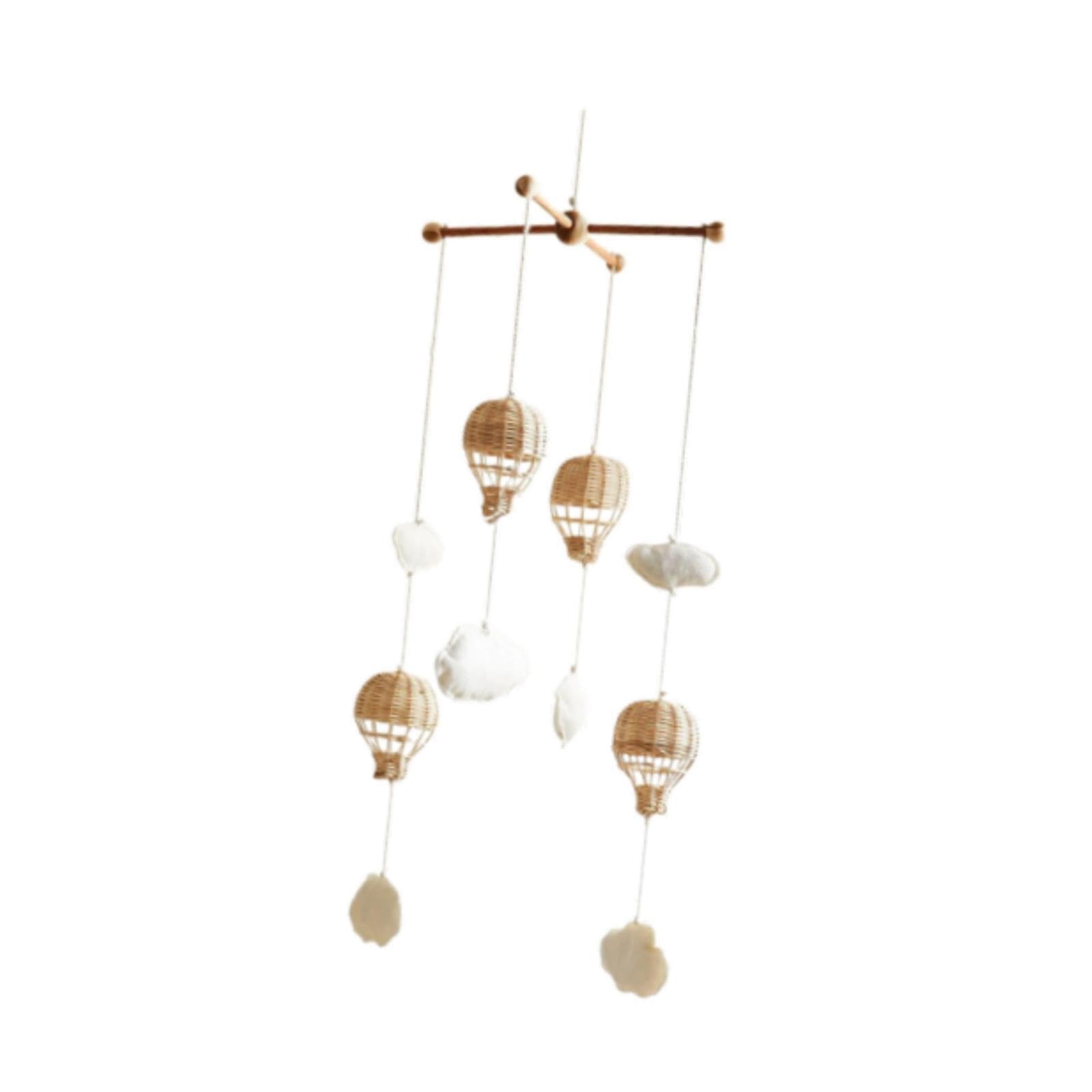 Affascinante giostrina per Culla con Mongolfiera in Rattan e Nuvola Pendente, Prima Infanzia e Decorazioni per Bambini, Materiale didattico per