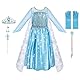 URAQT Kleid Prinzessin Kostüm Kinder Mädchen, Krone Kleid Kinder 9-teiliges Set mit Diadem Handschuhe Zauberstab usw für Weihnachten Verkleidung Karneval Party Halloween,110CM