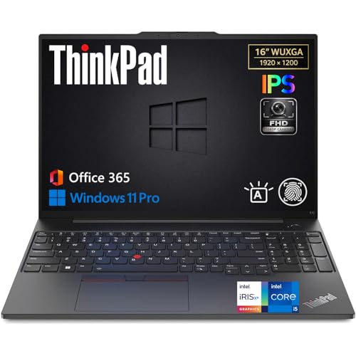 Image of Lenovo ThinkPad AI Laptop, 16 inch WUXGA IPS Display, 13th Gen Intel Core i5-1335U(>i7-1255U), 40GB RAM, 1TB SSD, Backlit KB, Fingerprint Reader, Ethernet Port, Win 11 Pro, MS 365 Web Access