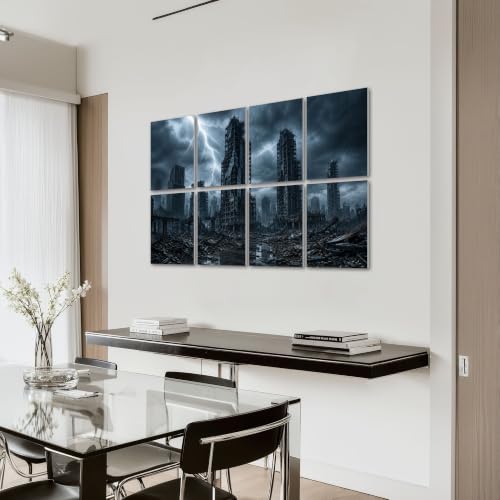 8 Pack de Paneles Acústicos Artísticos para Absorción de Sonido con Diseño de Paisaje Post Apocalíptico Decorativos para Estudio de Grabación en Casa 48"x32" miniatura 7