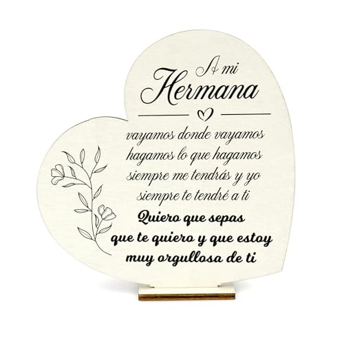 Regalos para Hermanas Originales, Placa de Madera Corazón, Regalos Hermana Navidad Regalo Hermana, Regalo Para Mi Hermana, Regalo para Hermana, Regalos para Hermanos, Regalos Originales para Hermana