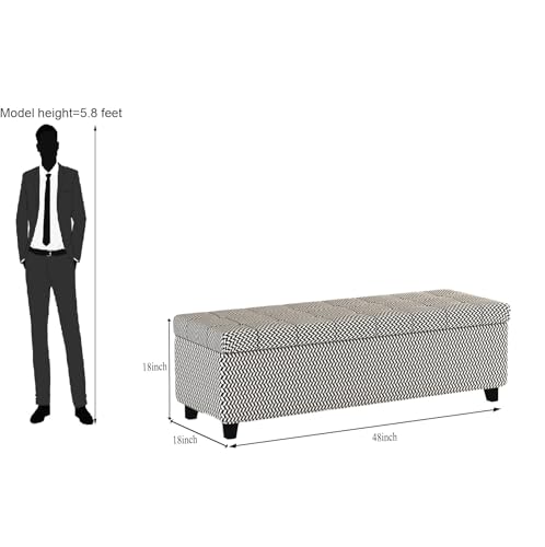 Image of 3 Seater Upholstered Ottoman Bench with Storage for Living Room | End of Bed Storage Seat | Button Tufted Pouffe Storage Settee Couch for Living Room Bedroom Office