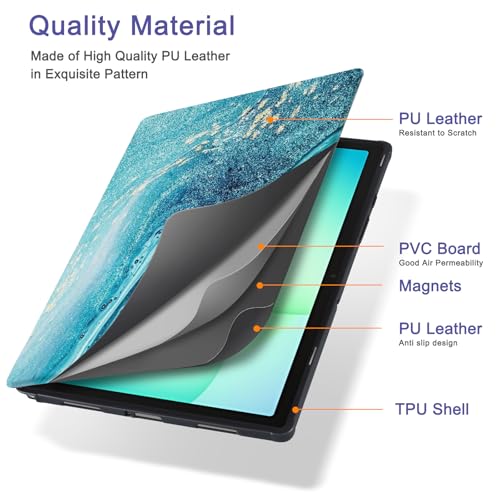 Image of CoBak Case for Samsung Galaxy Tab A11+ Plus 11 inch 2025, Multi-Viewing Angles, All New PU Leather Folio Stand Cover with Auto Sleep Wake Feature for Samsung Galaxy Tab A11+ Tablet 11-inch, Green Marble