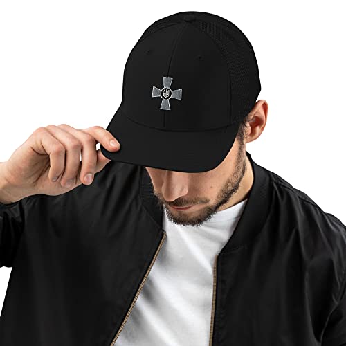 Gorra snapback negra con parche bordado del ejército de Ucrania estilo trucker ajustable