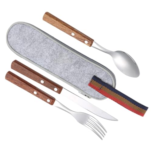 EXAOMBLE ステンレス製アウトドアカトラリー点 キャンプ用スプーン フォーク ナイフ 持ち運び便利 軽量耐熱家 レストラン対応