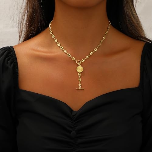 Layered Necklaces Set for Women, Dainty 14K Gold/Sterling Silver Plated Pendant Necklace Gold Chunky/Long Chain Stack Necklace Jewelry Gift for Women Trendy3