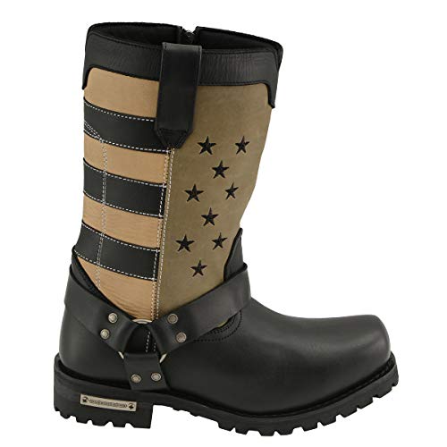 Image of Milwaukee Leather Men's Distressed Gray Leather 11-inch Classic Harness Square Toe Motorcycle Boots MBM9006 | Premium Material, Square Toe, Rider Ready, Durable Everyday Wear