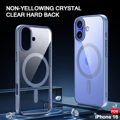Image of TheGiftKart Ultra-Hybrid Back Cover Case for iPhone 16 Compatible with MagSafe | Camera Protection | Crystal Clear Transparent Back Cover Case for iPhone 16 (PC & TPU, Light Blue Bumper)