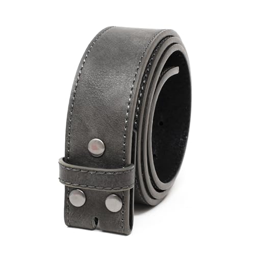 Image of BC Belts Leather Belt Strap with Vintage Distressed Texture 1.5 inch Wide with Snaps and without Buckle
