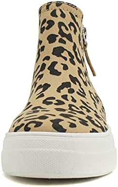 Soda Route Women High Top Fashion Sneaker Shoes with Padded Sole & Side Zipper (L-TAN Bobcat, Numeric_8_Point_5) | Image 3