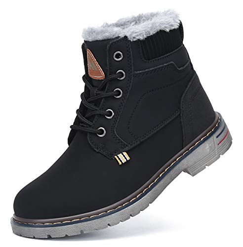 Mishansha Winterstiefel Kinder Jungen Gefüttert Boots Mädchen Wasserdicht Winterschuhe Schwarz 35