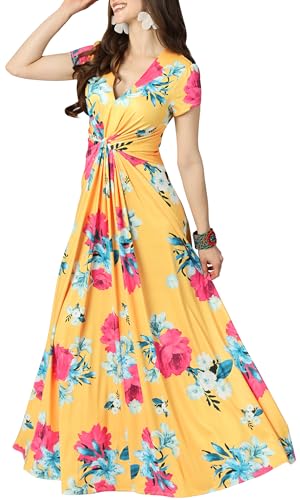 Image of KOH KOH Womens Long Flowy Cap Sleeve Empire Waist Cocktail Maxi Dress Gown