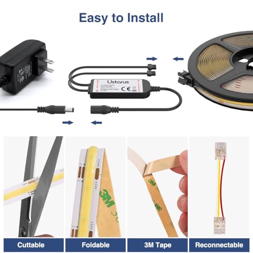 Image of COB LED Strip Lights White 32.8ft, Dimmable Tunable White 2700K-6500K, No Spot Continuous LED Light Strip, CRI93+, RF Remote, Flexible LED Tape for Cabinet, Kitchen, Bedroom, Mirror