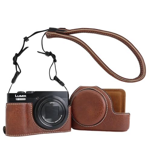 Rieibi TZ99   Funda de Piel sintética para cámara Digital Panasonic Lumix DC TZ99, Funda Protectora Desmontable con Correa de Hombro Ajustable