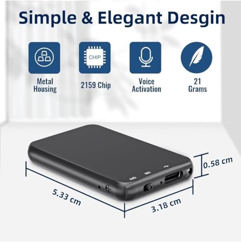 Image of DDLC 32GB Slim Voice Recorder Slimmest Mini Voice Activated Audio Device | 750 Hours Recording Capacity | 30 Hours Battery Life with Premium Metal Case & MP3 Playback (Slim 32gb)