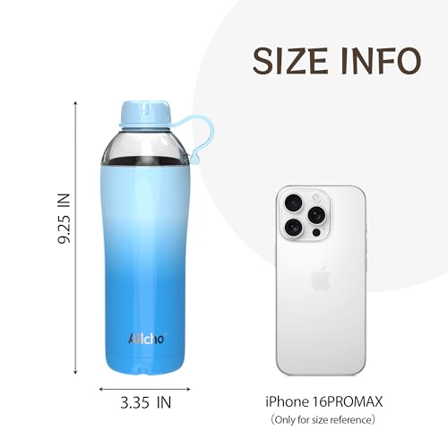 Image of Insulated Water Bottle for Women, 18 oz Stainless Steel Water Bottles, Double Walled, 2 Lids (Chug & Tumbler) - Hydrate & Caffeinate, Available Gift Wrapping