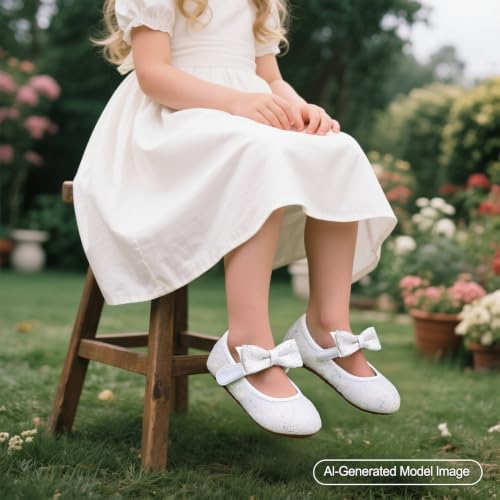 Image of PHIRAMIN Toddler Flower Girl Dress Shoes - Little Girl Mary Janes Flats Wedding