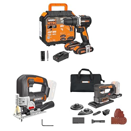 Perceuse visseuse 60Nm et outils WORX pour percer et poncer net