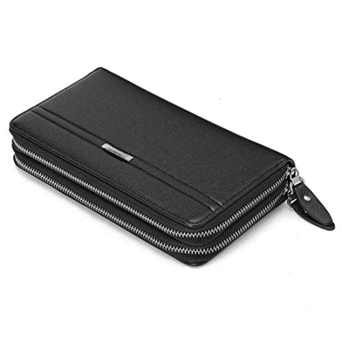 Men Business Handbag PU Leather Wallet Double Zipper Large Capacity Clutch Wallet4