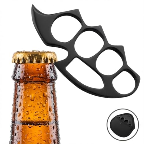 Image of QUALIFT Stainless Steel Bottle Opener - Compact and Lightweight Beer Opener, Cool Gadgets for Men Daily Life, Home, Bar, Kitchen & Travel Camping Tools, Rust-Resistant, Easy to Use (Black)