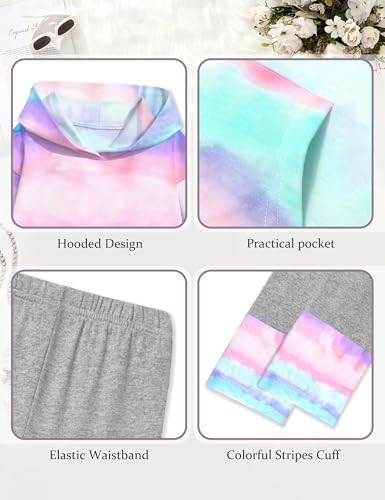 Toddler Girl Clothes Tie-Dye Stripe Color Block Toddler Girls Clothes Little Girls Kids 2pcs Outfits Hoodie Leggings