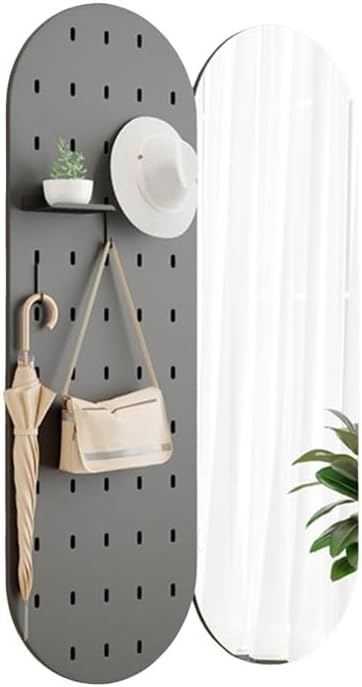 Stand Perforated Board Dressing Mirror Entrance Household Hidden Push-Pull Full-Length Wall-Mounted Fitting for Dressing Room(Black)