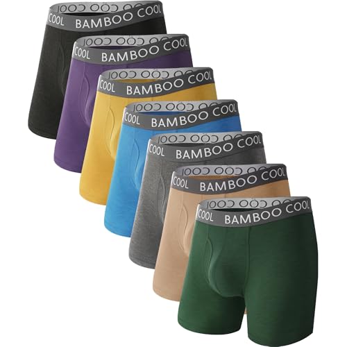 Image of BAMBOO COOL Men's Ultra ComfortSoft Underwear, Moisture Wicking & Breathable No Ride Up Boxer Briefs with Fly, Multipack
