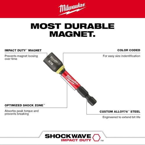 Milwaukee 49-66-4733 Shockwave 2-9/16-Inch Mag Nutdriver 5/16-Inch, 10 Pack - image 2