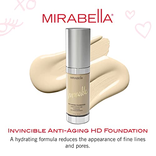 Mirabella Invincible Anti-Aging Full Coverage Hd Liquid Foundation, Ivory I - Moisture-Rich Formula Minimizes Acne, Fine Lines & Wrinkles For Smoother & Brighter Skin - Paraben-Free & Cruelty-Free #TOP1