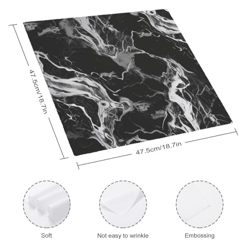 Servilletas de Tela Cuadradas Blancas Marmol Negro y Blanco Pack 6 miniatura 2