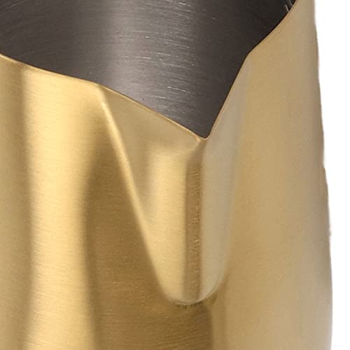 Jarra de café para espumar leche de acero inoxidable, taza de 380ml dorada con mango 5