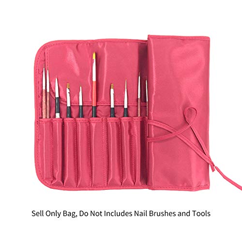 Nylon Roll up Portable Opens Flat Storage Bags Makeup Organizer Make up Bag for Brushes (Black)