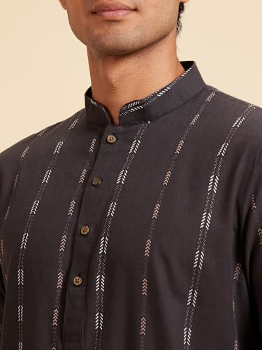 Image of DIWAS BY MANYAVAR Men's Cotton Thread Embroidery Kurta (1pc)