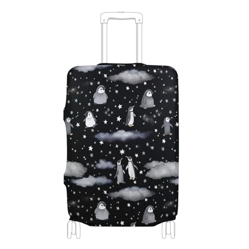 Joisal Luggage Protector Cute Suitcase Covers Elastic Flower Travel Suitcase Accessories Penguins Stars Black Cloud Dark, M, Fits 22-24 Inch Case