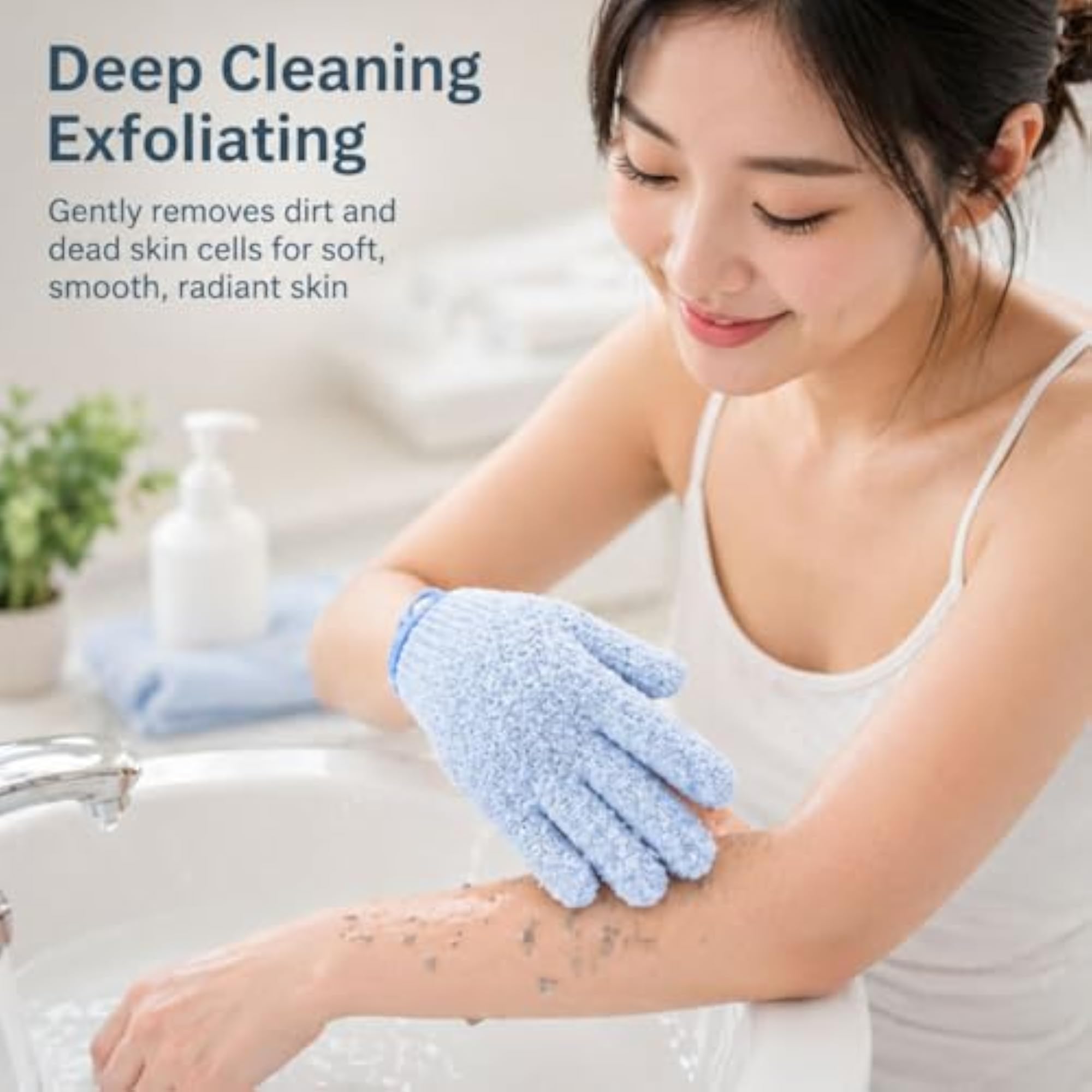 Exfoliating Bath Gloves, 100% Nylon, Double Sided Scrubber