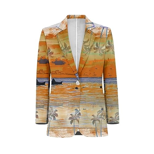 Horeset Tribal Aztec Geometric Mens Blazer Novelty Ethnic Print Casual Sports Coat Slim Fit Suit Jacket