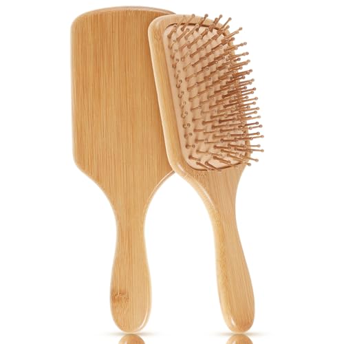 Brosse de massage pour cuir chevelu en bambou pour limiter la casse des cheveux