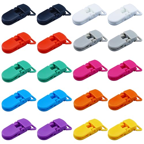 Image of 20-Pack Pacifier Clip Replacement Ends - BPA-Free Plastic Fasteners for DIY Baby Crafts, Sewing Bibs & Blankets Straps (3 /4 Inch, 10 Colors)
