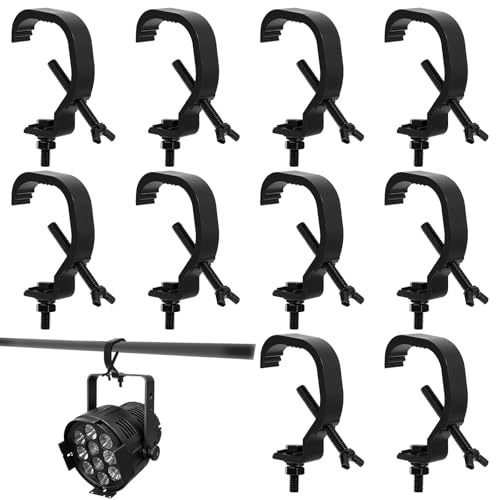 PercyEffie 10 Pack Stage Light Clamp Hook Bulk, Fits OD 1.18'-2' Truss Heavy Duty Aluminum Alloy...