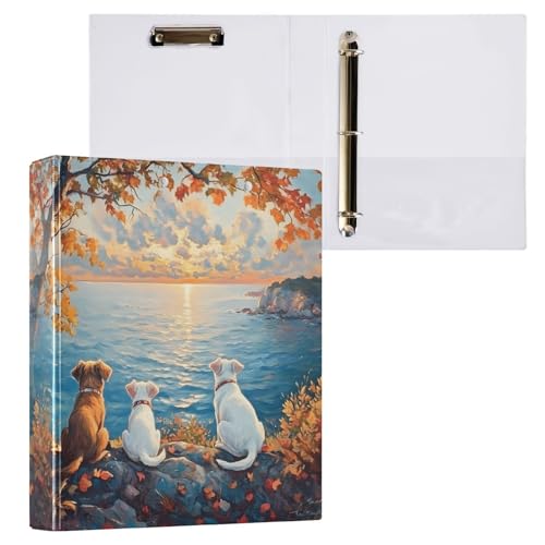 Image of 3 Ring Binder Funny Three Dogs Sunset 1.5 inch Binders