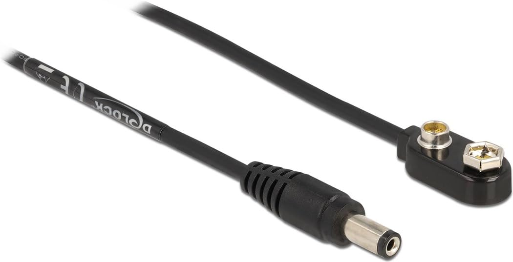 Delock DC-Stromkabel 5,5 x 2,1 mm – Stecker zu Anschluss für Blockbatterie 9 V