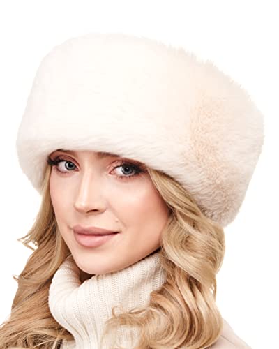 Kunstpelz-Ohrenwärmer für Damen - weicher Samtpelz - schickes Winter-Stirnband (Ecru Schaf) Cover