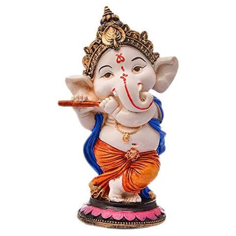 Karigaari India Handcrafted Polyresin Eco Friendly Lord Ganesha Ganpati Idol Figurine | Lord Ganesha Statue for Home Decoration (Multicolor) Cover